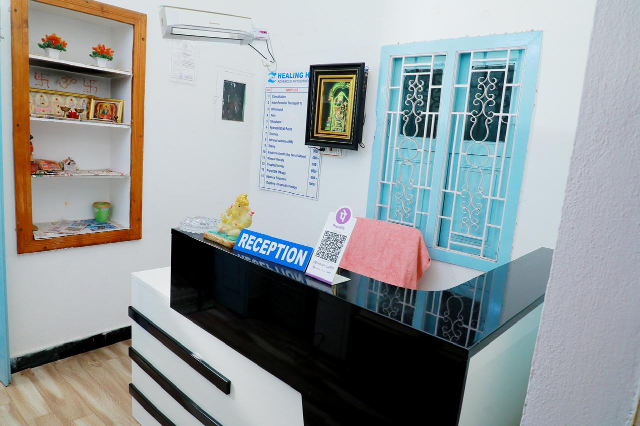 Reception desk at Healing Hands clinic